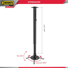 Load image into Gallery viewer, PoMounts Universal Extended Overhead Ceiling Projector Mount, Supports up to 132lbs (UPR-PRO200) - One Products
