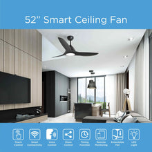 Load image into Gallery viewer, ProMounts 52 in. WIFI 3-Blade Smart Ceiling Fan with Reversible Motor, 6 Speeds and 3 Color Temperatures, App Control, Black One Smart CE Gear Ceiling Fan
