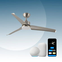 Load image into Gallery viewer, ProMounts 52 in. WIFI 3-Blade Smart Ceiling Fan with Reversible Motor, 6 Speeds and 3 Color Temperatures, App Control, Satin Nickel One Smart CE Gear
