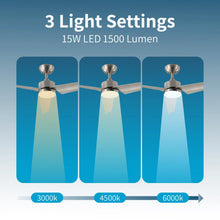 Load image into Gallery viewer, ProMounts 52 in. WIFI 3-Blade Smart Ceiling Fan with Reversible Motor, 6 Speeds and 3 Color Temperatures, App Control, Satin Nickel One Smart CE Gear
