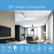 Load image into Gallery viewer, ProMounts 52 in. WiFi 3-Blade Smart Ceiling Fan with Reversible Motor, 6 Speeds and 3 Color Temperatures, App Control, White One Smart CE Gear Ceiling Fan
