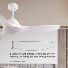 Load image into Gallery viewer, ProMounts 52 in. WiFi 3-Blade Smart Ceiling Fan with Reversible Motor, 6 Speeds and 3 Color Temperatures, App Control, White One Smart CE Gear Ceiling Fan
