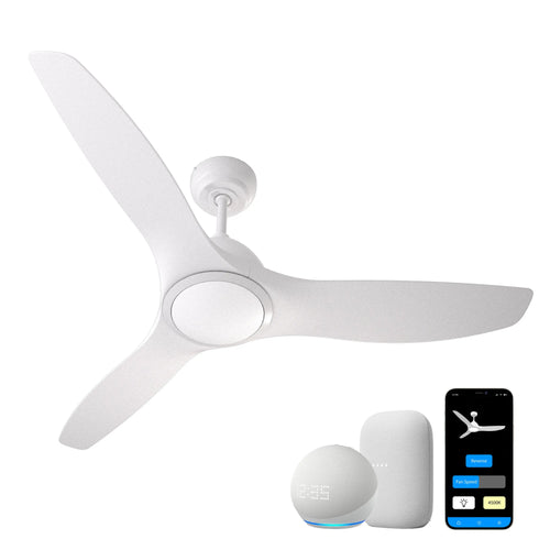 ProMounts 52 in. WiFi 3-Blade Smart Ceiling Fan with Reversible Motor, 6 Speeds and 3 Color Temperatures, App Control, White One Smart CE Gear Ceiling Fan