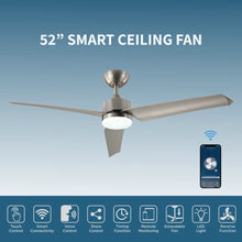 Load image into Gallery viewer, ProMounts 52&quot; Smart Ceiling Fan with Wifi Control, 3-Blade, Reversible Motor, 6 Speeds and 3 Color Temperatures, App Control One Smart CE Gear
