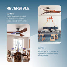 Load image into Gallery viewer, ProMounts 54 in. WIFI 3-Blade Smart Ceiling Fan with Reversible Motor, 6 Speeds and 3 Color Temperatures, App Control, Walnut One Smart CE Gear

