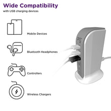 Load image into Gallery viewer, ProMounts 6-Port USB-C Charging Station, 5 USB-A Style Ports, 2.4 AMP High Speed Charging Ports, 5ft Cable, ETL Certified - Sleek and Modern USB Power Strip for Home or Travel One Products

