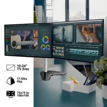 Load image into Gallery viewer, ProMounts Double Monitor Arms Landscape to Portrait Double Monitor Stand Arms for 10" to 24" Screens Holds up to 17.6 lbs ProMounts Dual Monitor Mount
