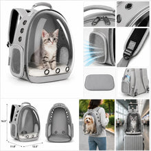 Load image into Gallery viewer, ProMounts Pet Carrier Backpack for Cats &amp; Small Dogs, Airline-Friendly Bubble Carrier with Mesh Ventilation &amp; Safety Leash | Gray One Products
