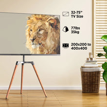 Load image into Gallery viewer, ProMounts Premium Easel TV Floor Stand, Universal TV Mount with 140° Swivel, Corner TV Tripod Base for 32-75 Inches, TV Stand for Curved Flat Screen ProMountshttps://www.one-products.com/
