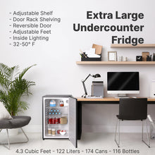 Load image into Gallery viewer, SnowLion Premium 122L Solid Door 4.3 Cu.ft. Freestanding Under-Counter Mini Fridge in Black SnowLion Solid Door Extra Large
