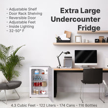 Load image into Gallery viewer, SnowLion Premium 122L Solid Door Mini Fridge 4.3 Cu.ft. Freestanding Under-Counter Mini Fridge in White SnowLion Solid Door Extra Large
