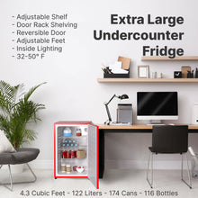 Load image into Gallery viewer, SnowLion Premium 122L Solid Door Mini Fridge 4.3 Cu.ft. Freestanding Under-Counter Mini Refrigerator in Red SnowLion Solid Door Extra Large
