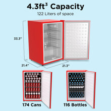 Load image into Gallery viewer, SnowLion Premium 122L Solid Door Mini Fridge 4.3 Cu.ft. Freestanding Under-Counter Mini Refrigerator in Red SnowLion Solid Door Extra Large
