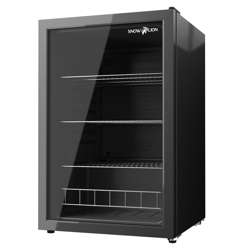 SnowLion Premium 131L Beverage Refrigerator 4.6 Cu.ft. Freestanding Mini Fridge With Glass Door in Black SnowLion Glass Door Extra Large