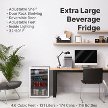 Load image into Gallery viewer, SnowLion Premium 131L Beverage Refrigerator 4.6 Cu.ft. Freestanding Mini Fridge With Glass Door in White SnowLion Glass Door Extra Large

