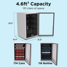 Load image into Gallery viewer, SnowLion Premium 131L Beverage Refrigerator 4.6 Cu.ft. Freestanding Mini Fridge With Glass Door in White SnowLion Glass Door Extra Large

