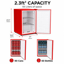 Load image into Gallery viewer, SnowLion Premium 65L Solid Door 2.3 Cu.ft. Freestanding Under-Counter Mini Fridge in Red (OSFS013-RL)
