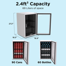 Load image into Gallery viewer, SnowLion Premium 69L Beverage Refrigerator 2.4 Cu.ft. Freestanding Mini Fridge With Glass Door in White SnowLion Glass Door Large
