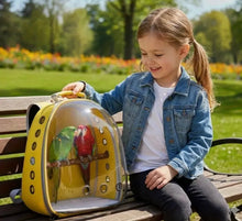 Load image into Gallery viewer, breathable bird backpack – Breathable Bubble Carrier for Small &amp; Medium Birds with Secure Perch &amp; Locking Zippers One Products
