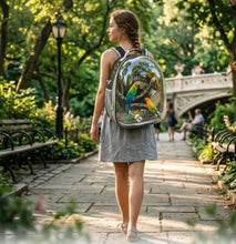 Load image into Gallery viewer, secure bird perch backpack – Breathable Bubble Carrier for Small &amp; Medium Birds with Secure Perch &amp; Locking Zippers One Products
