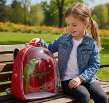 Load image into Gallery viewer, secure bird perch backpack – Breathable Bubble Carrier for Small &amp; Medium Birds with Secure Perch &amp; Locking Zippers One Products
