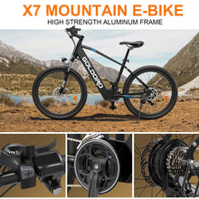 Load image into Gallery viewer, Goldoro Electric Bike 26&quot; X7 Aluminum Alloy Mountain Bike, 250W/36V, MAX 18 MPH, 21 speed(Black) - One Products
