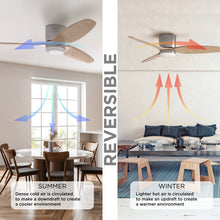 Load image into Gallery viewer, ProMounts 52 in. WIFI 3-Blade Smart Ceiling Fan with Reversible Motor, 6 Speeds and 3 Color Temperatures, App Control, Natural Wood - One Products
