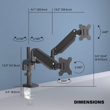 Load image into Gallery viewer, ProMounts Landscape to Portrait Double Monitor Arms for 13&quot; to 32&quot; Screens Holds up to 17.6 lbs - One Products
