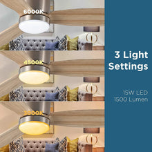 Load image into Gallery viewer, ProMounts 52 in. WIFI 3-Blade Smart Ceiling Fan with Reversible Motor, 6 Speeds and 3 Color Temperatures, App Control, Natural Wood - One Products
